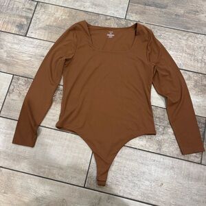 Nuuds Brown Long Sleeve Bodysuit Women’s Stretch Tummy Control size XL